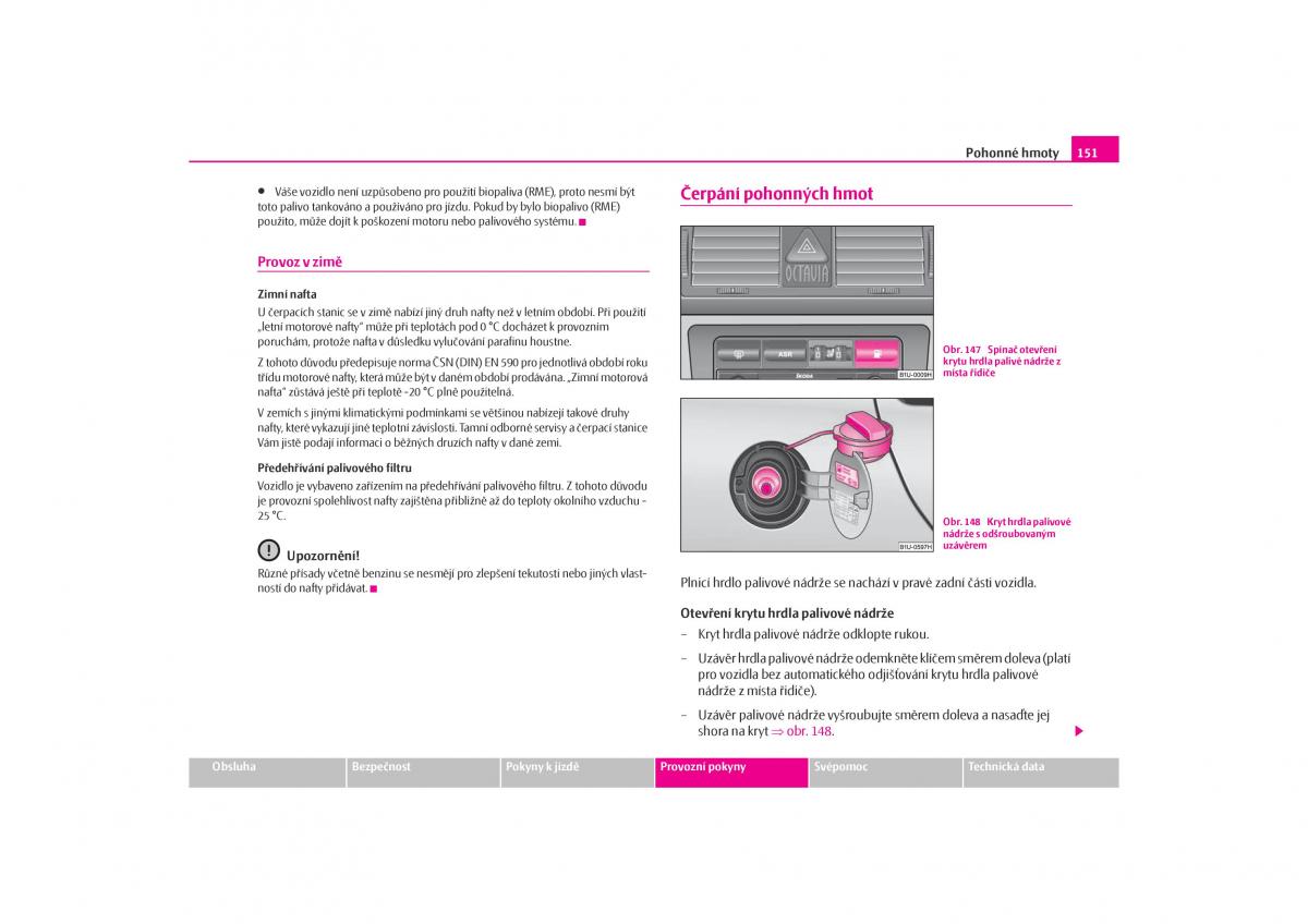 Skoda Octavia I 1 navod k obsludze / page 152