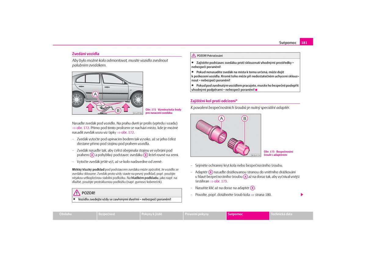 Skoda Octavia I 1 navod k obsludze / page 182