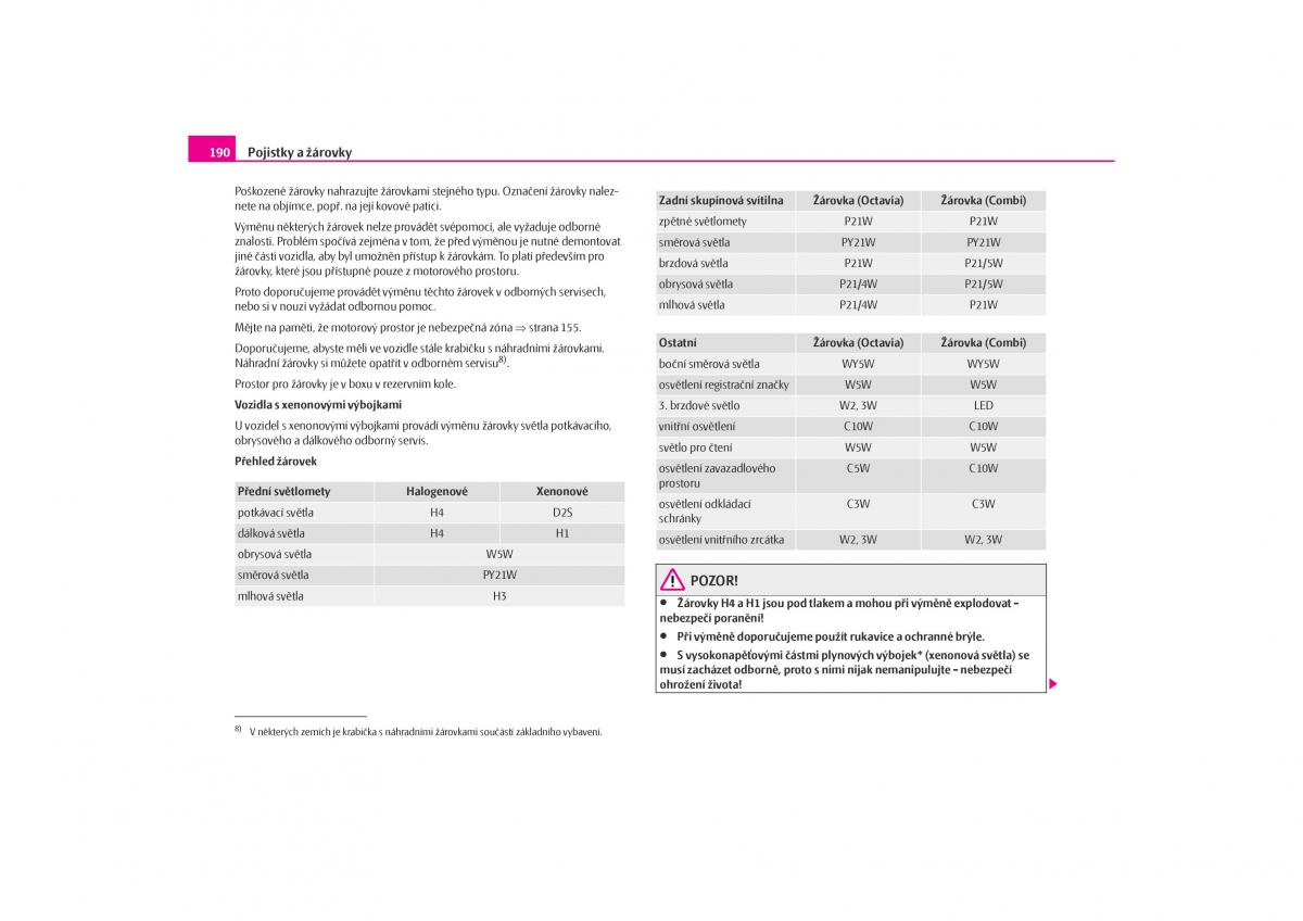 Skoda Octavia I 1 navod k obsludze / page 191