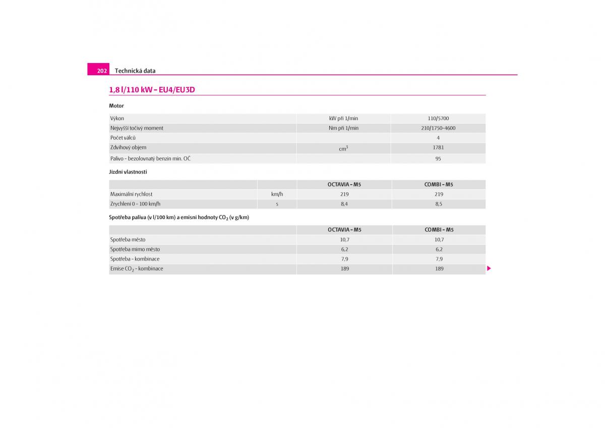 Skoda Octavia I 1 navod k obsludze / page 203