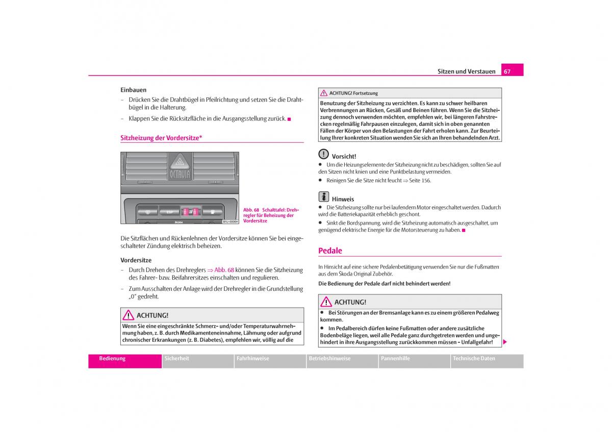 Skoda Octavia I 1 Handbuch / page 68