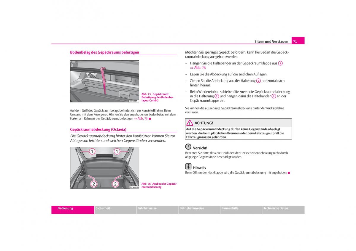 Skoda Octavia I 1 Handbuch / page 72