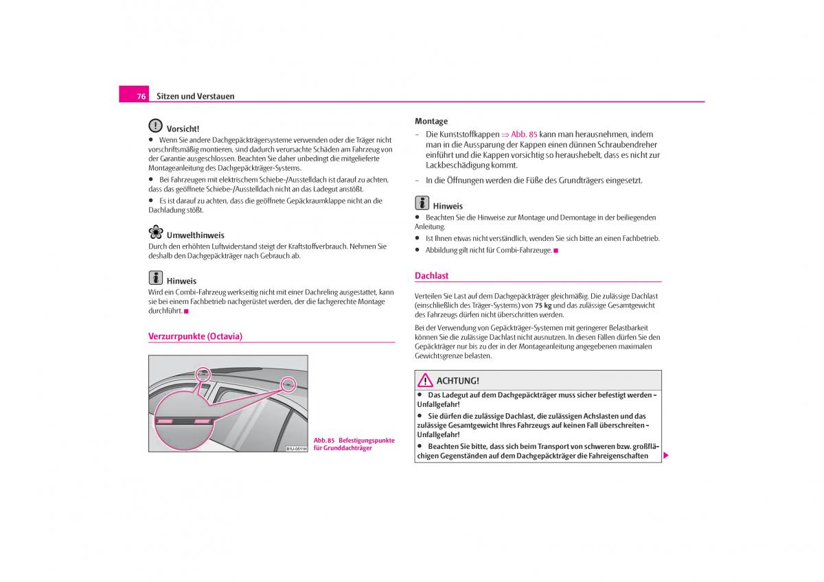 Skoda Octavia I 1 Handbuch / page 77