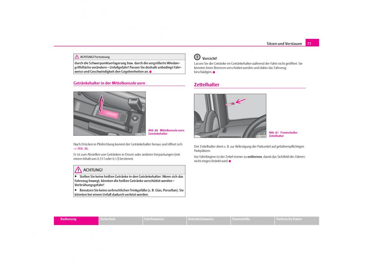 Skoda Octavia I 1 Handbuch / page 78