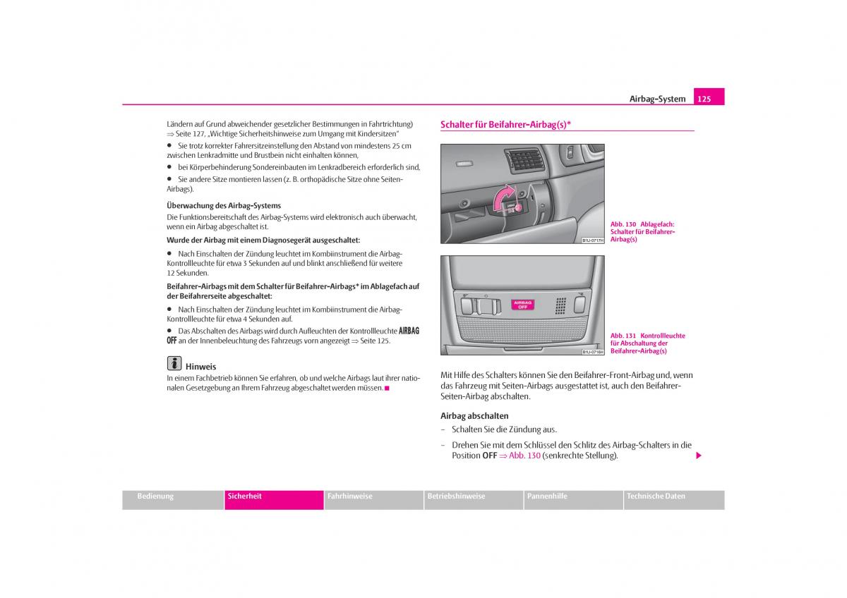 Skoda Octavia I 1 Handbuch / page 126