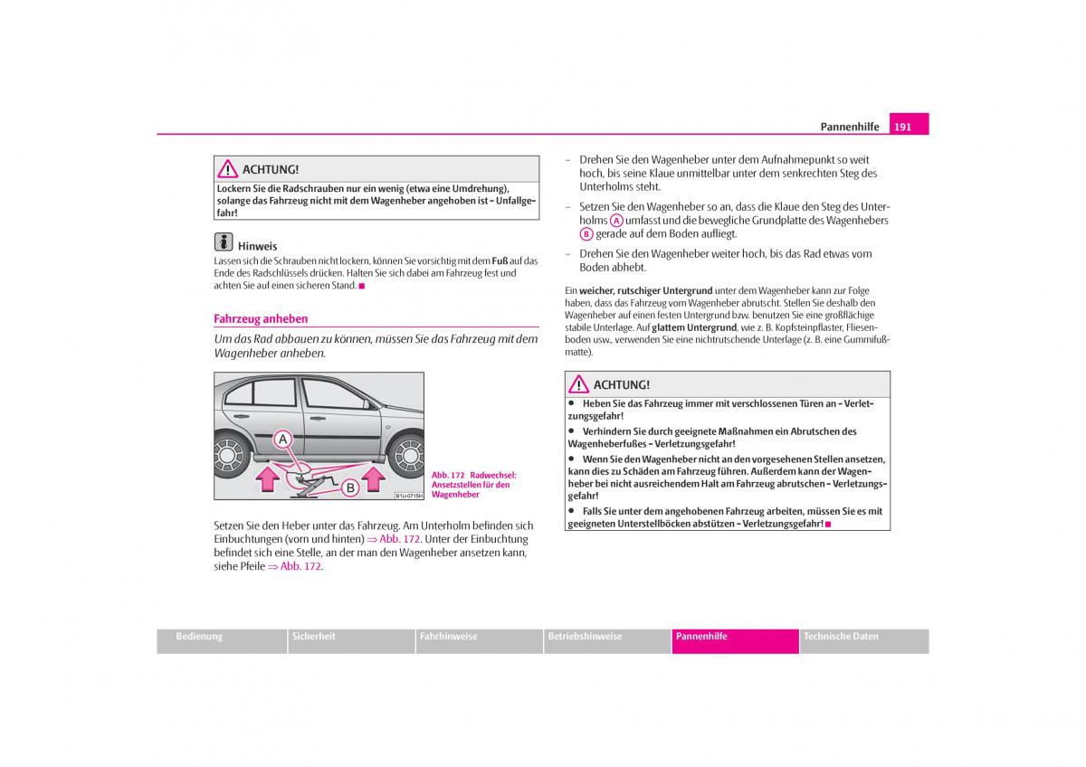 Skoda Octavia I 1 Handbuch / page 192