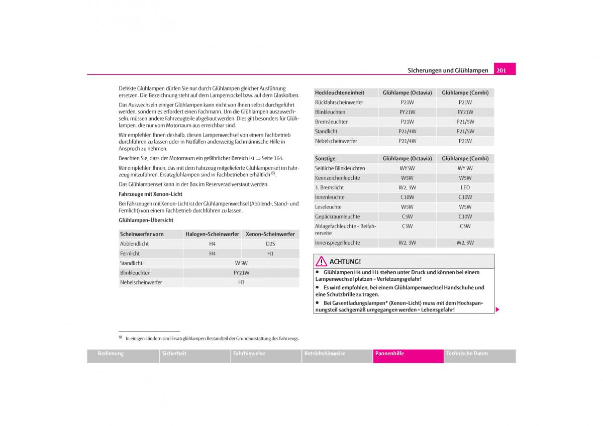 Skoda Octavia I 1 Handbuch / page 202