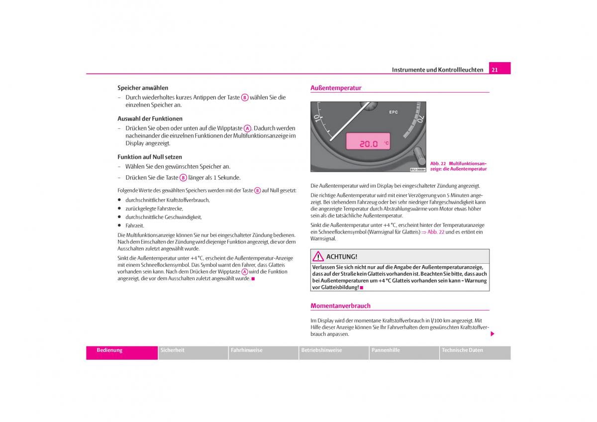 Skoda Octavia I 1 Handbuch / page 22