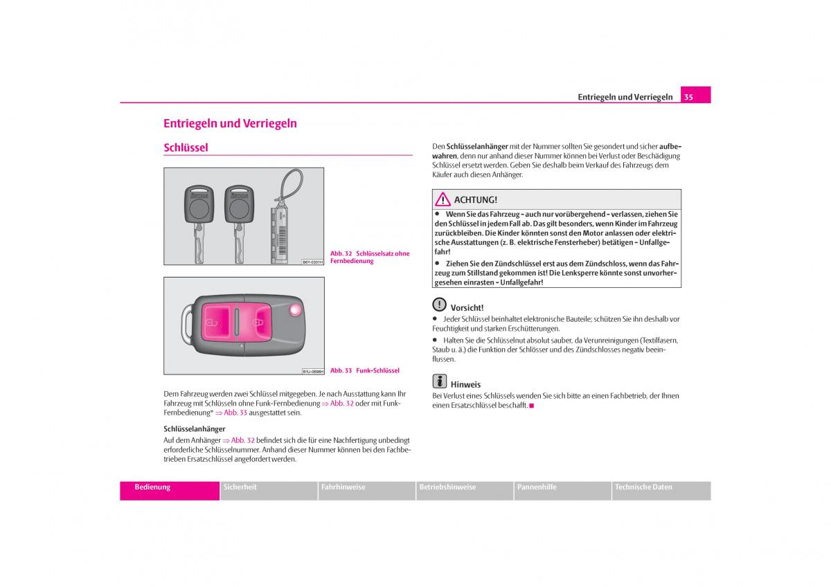 Skoda Octavia I 1 Handbuch / page 36