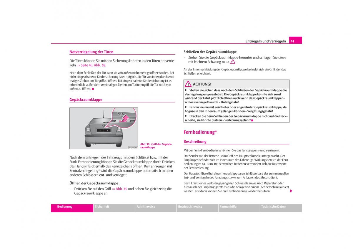 Skoda Octavia I 1 Handbuch / page 42