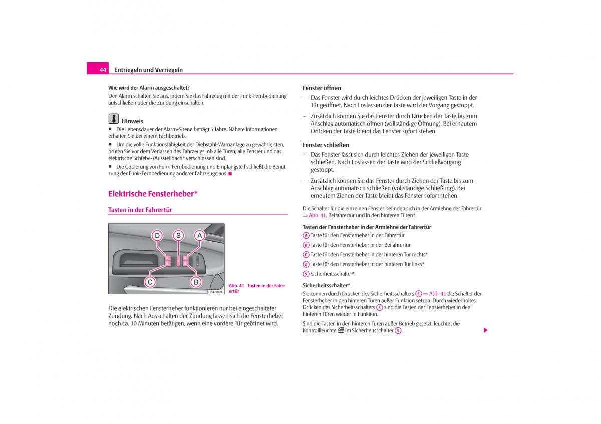 Skoda Octavia I 1 Handbuch / page 45