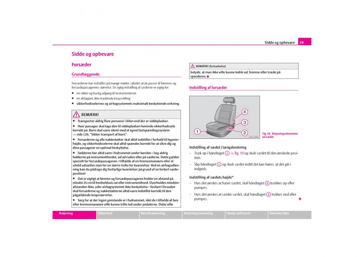 Skoda Octavia I 1 Bilens instruktionsbog / page 60