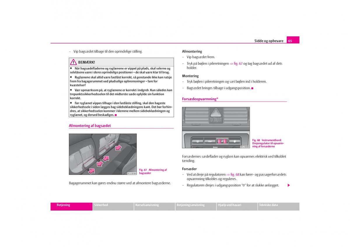 Skoda Octavia I 1 Bilens instruktionsbog / page 66