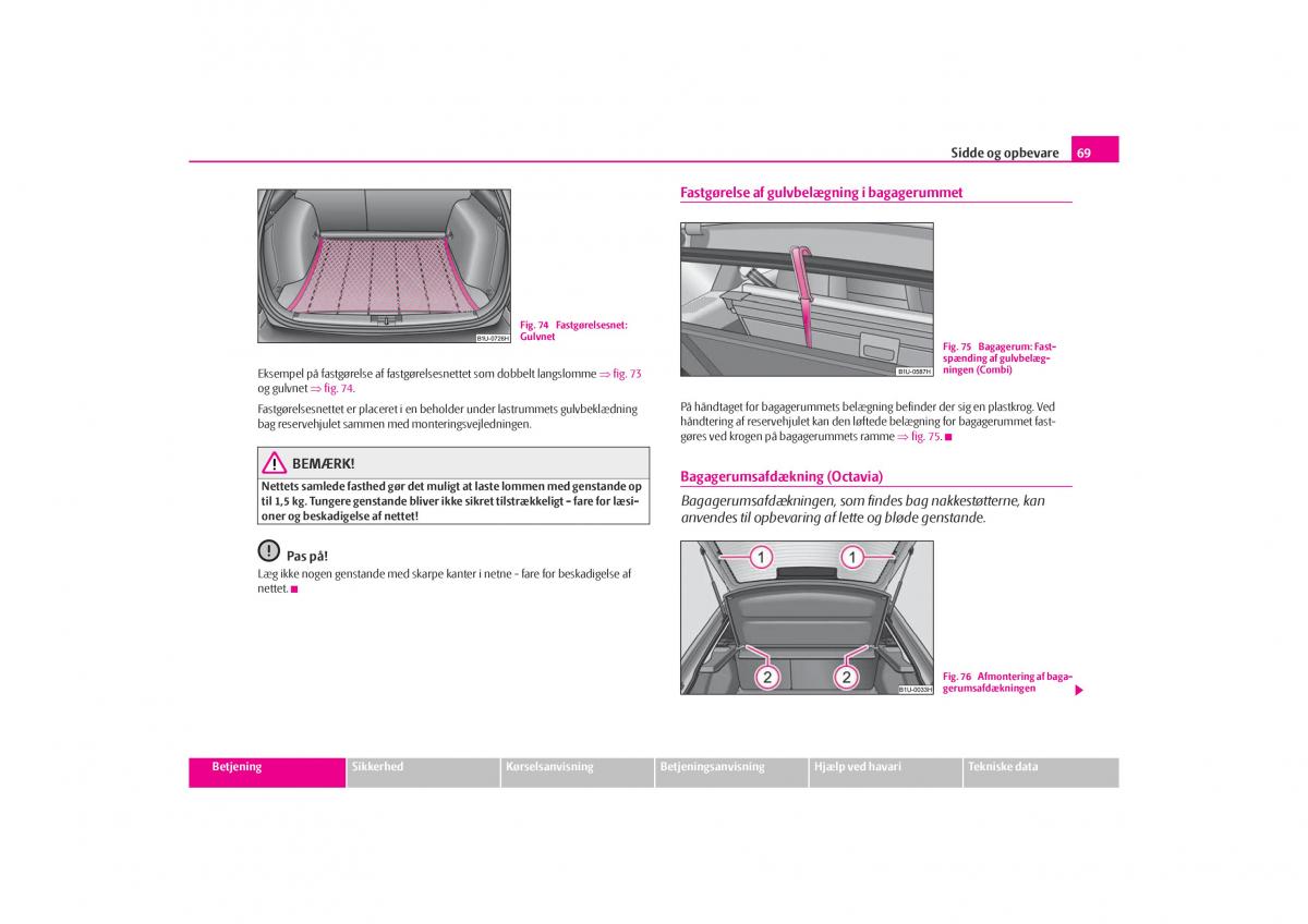 Skoda Octavia I 1 Bilens instruktionsbog / page 70