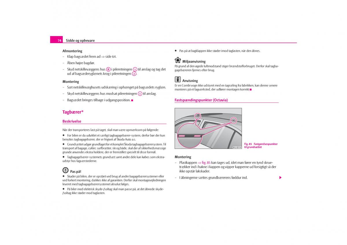 Skoda Octavia I 1 Bilens instruktionsbog / page 75