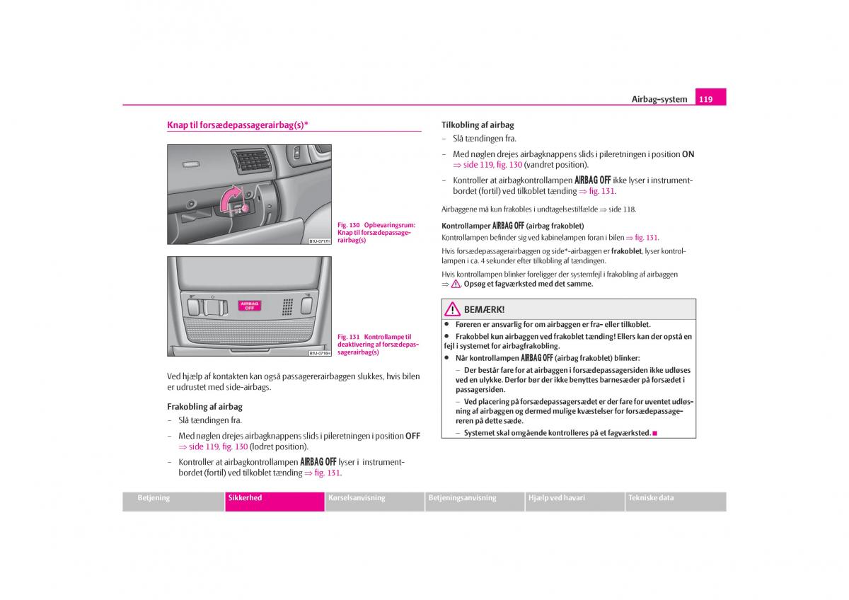 Skoda Octavia I 1 Bilens instruktionsbog / page 120