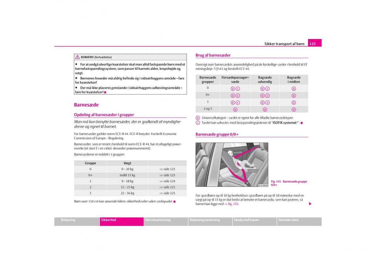 Skoda Octavia I 1 Bilens instruktionsbog / page 124