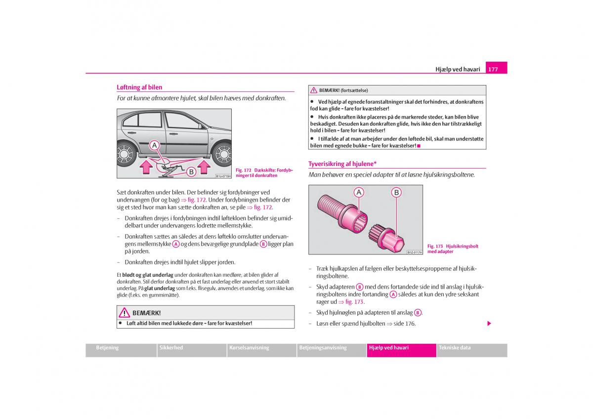 Skoda Octavia I 1 Bilens instruktionsbog / page 178