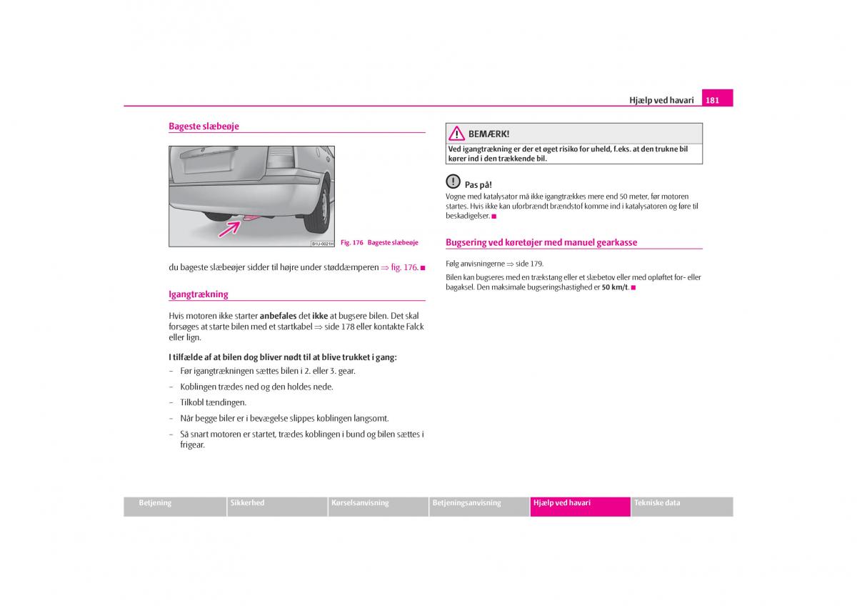 Skoda Octavia I 1 Bilens instruktionsbog / page 182