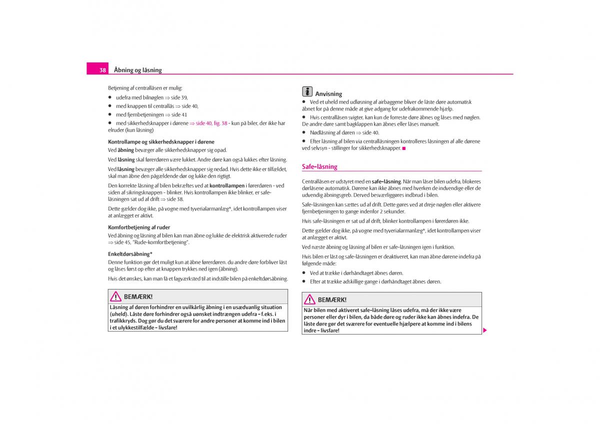 Skoda Octavia I 1 Bilens instruktionsbog / page 39