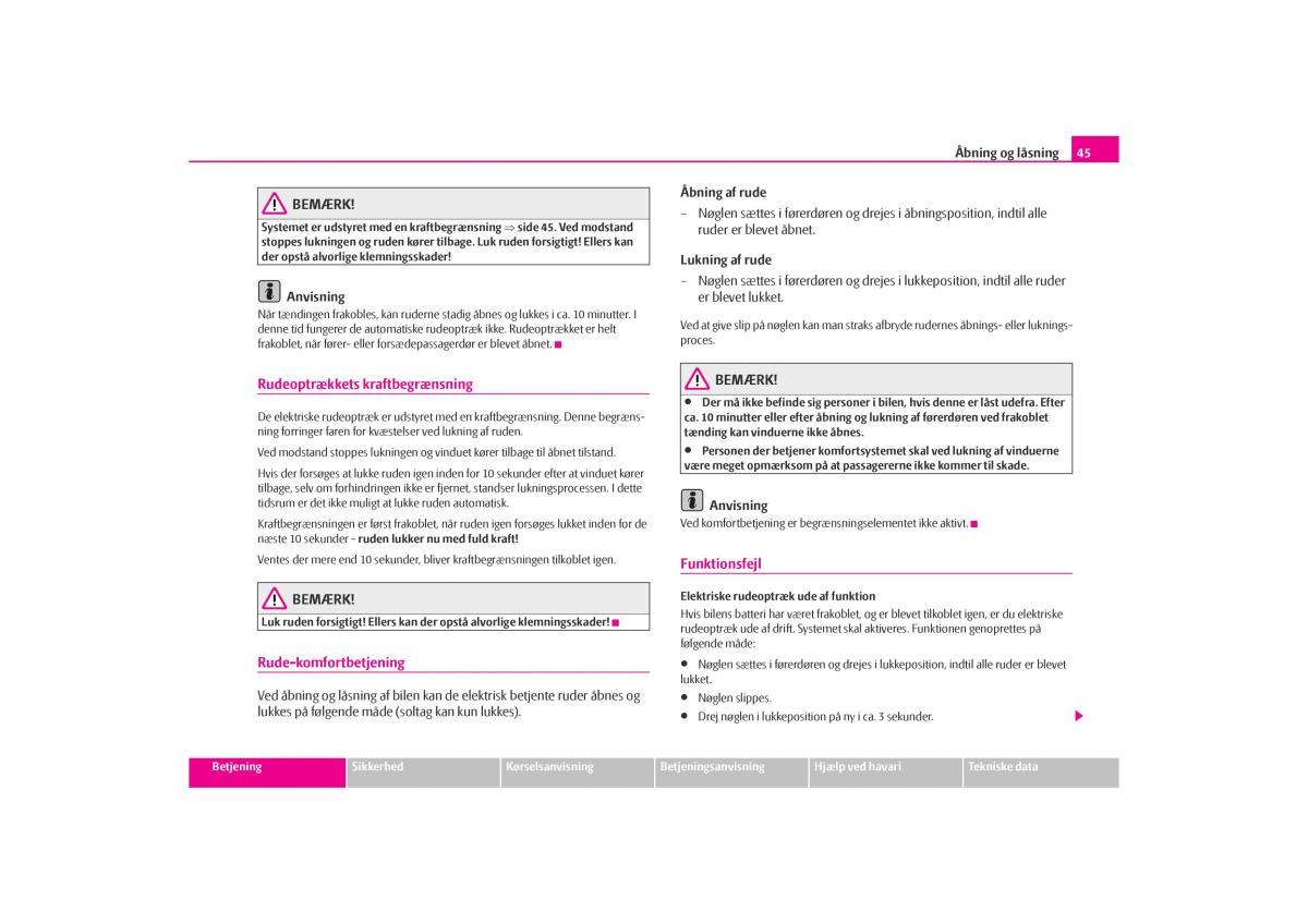 Skoda Octavia I 1 Bilens instruktionsbog / page 46