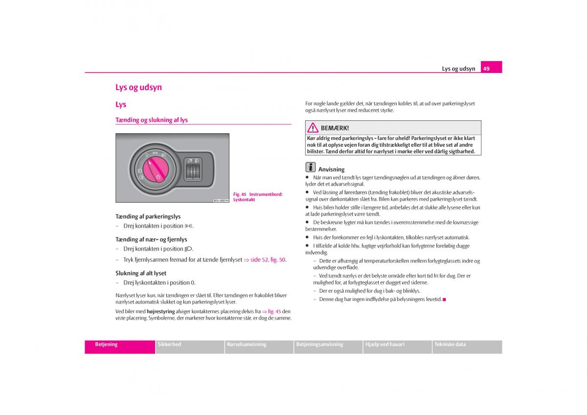 Skoda Octavia I 1 Bilens instruktionsbog / page 50