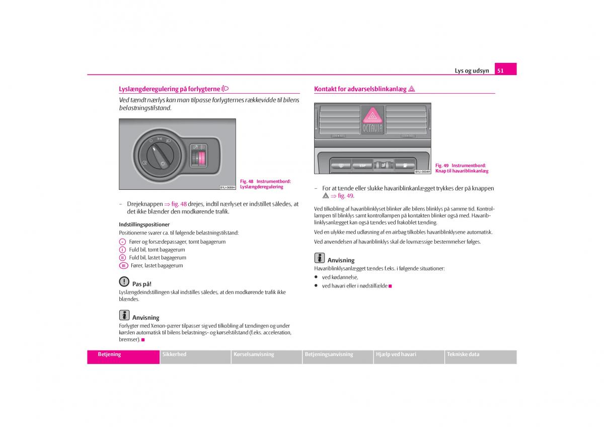 Skoda Octavia I 1 Bilens instruktionsbog / page 52