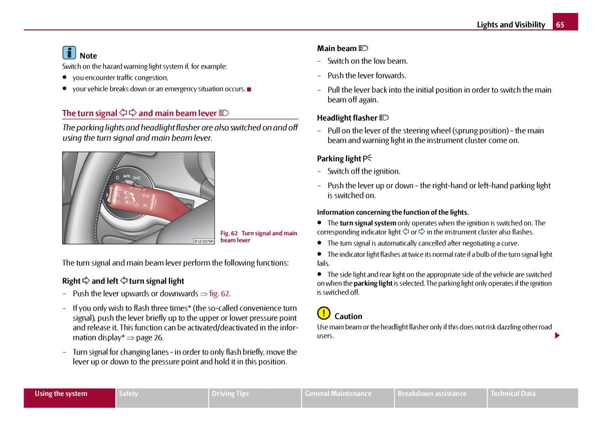 Skoda Octavia I 1 owners manual / page 66