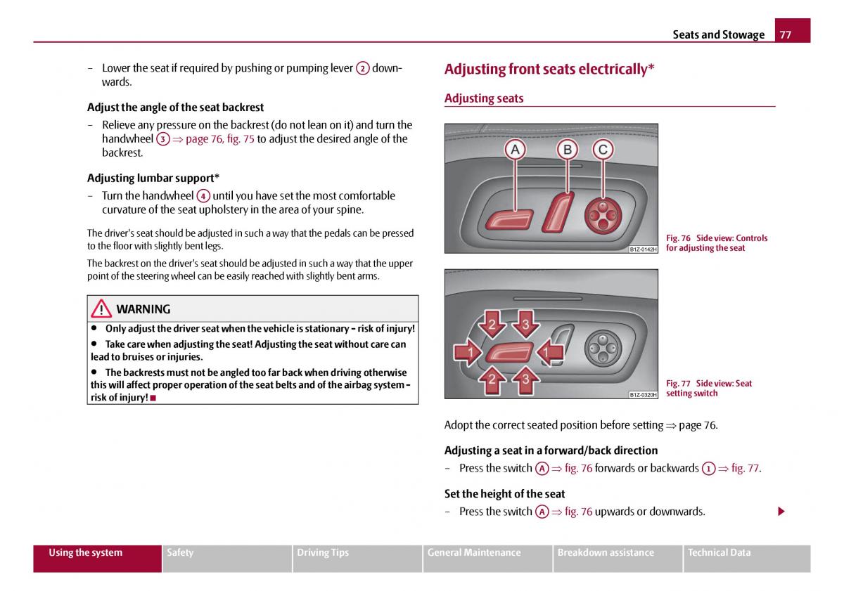 Skoda Octavia I 1 owners manual / page 78