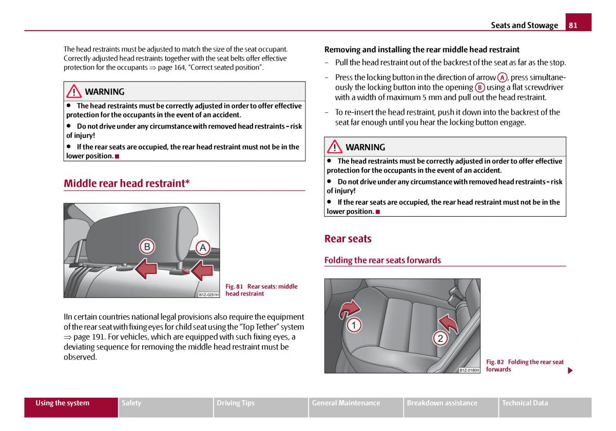 Skoda Octavia I 1 owners manual / page 82