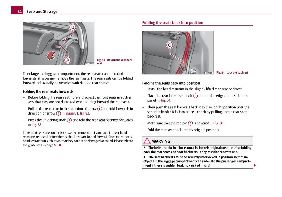 Skoda Octavia I 1 owners manual / page 83