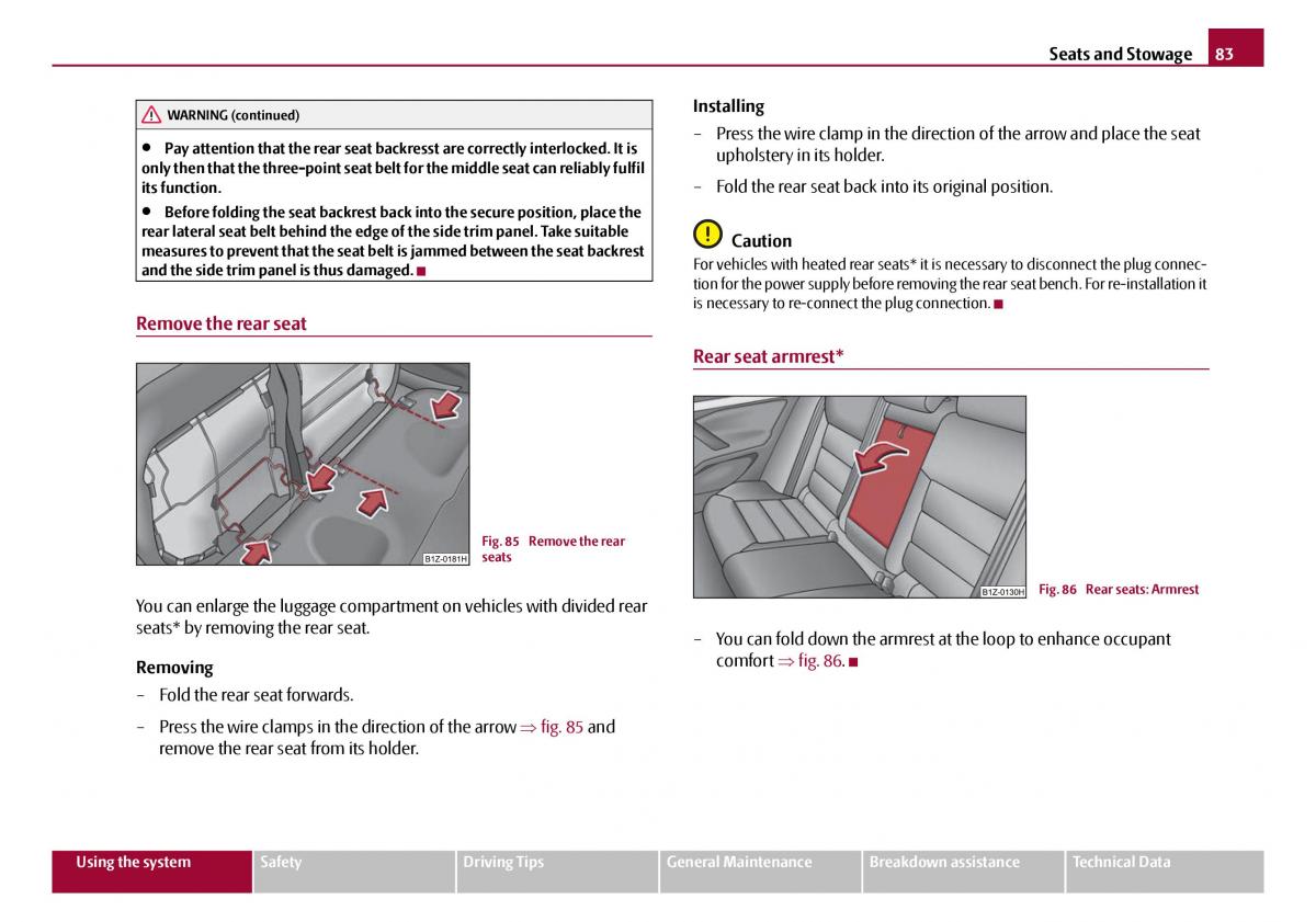 Skoda Octavia I 1 owners manual / page 84