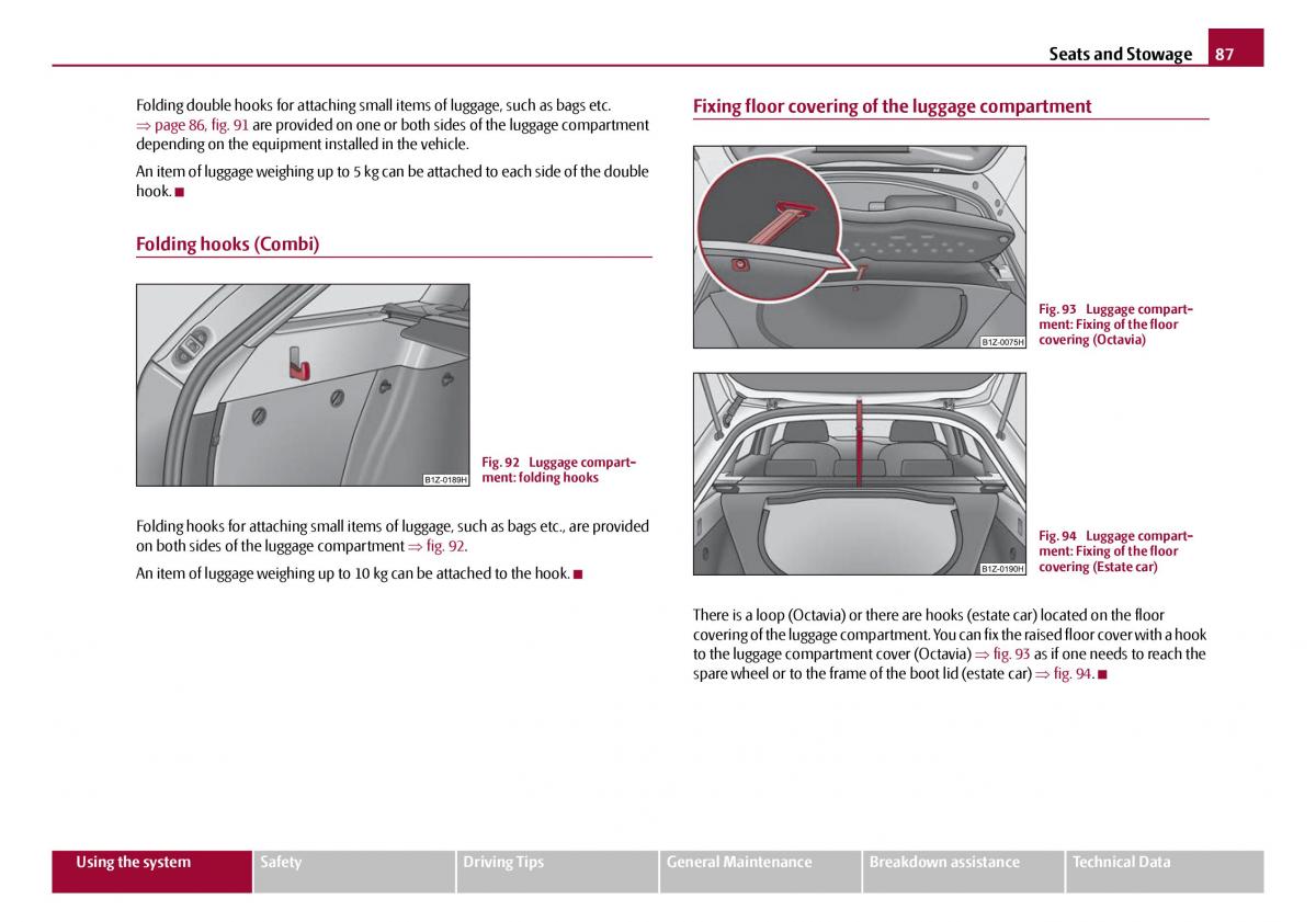 Skoda Octavia I 1 owners manual / page 88