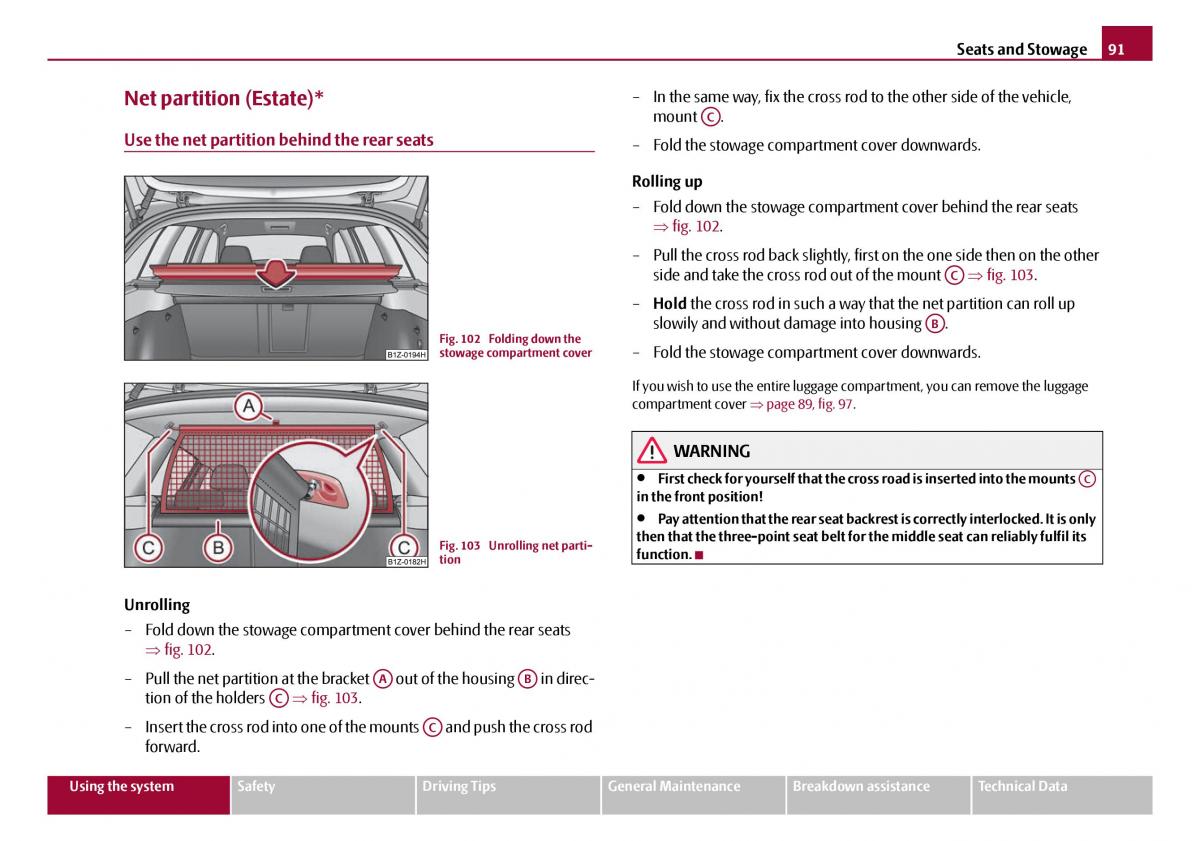 Skoda Octavia I 1 owners manual / page 92