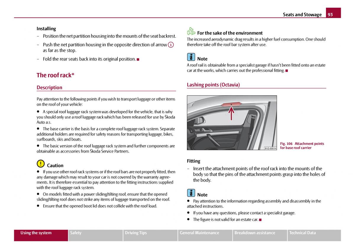 Skoda Octavia I 1 owners manual / page 94