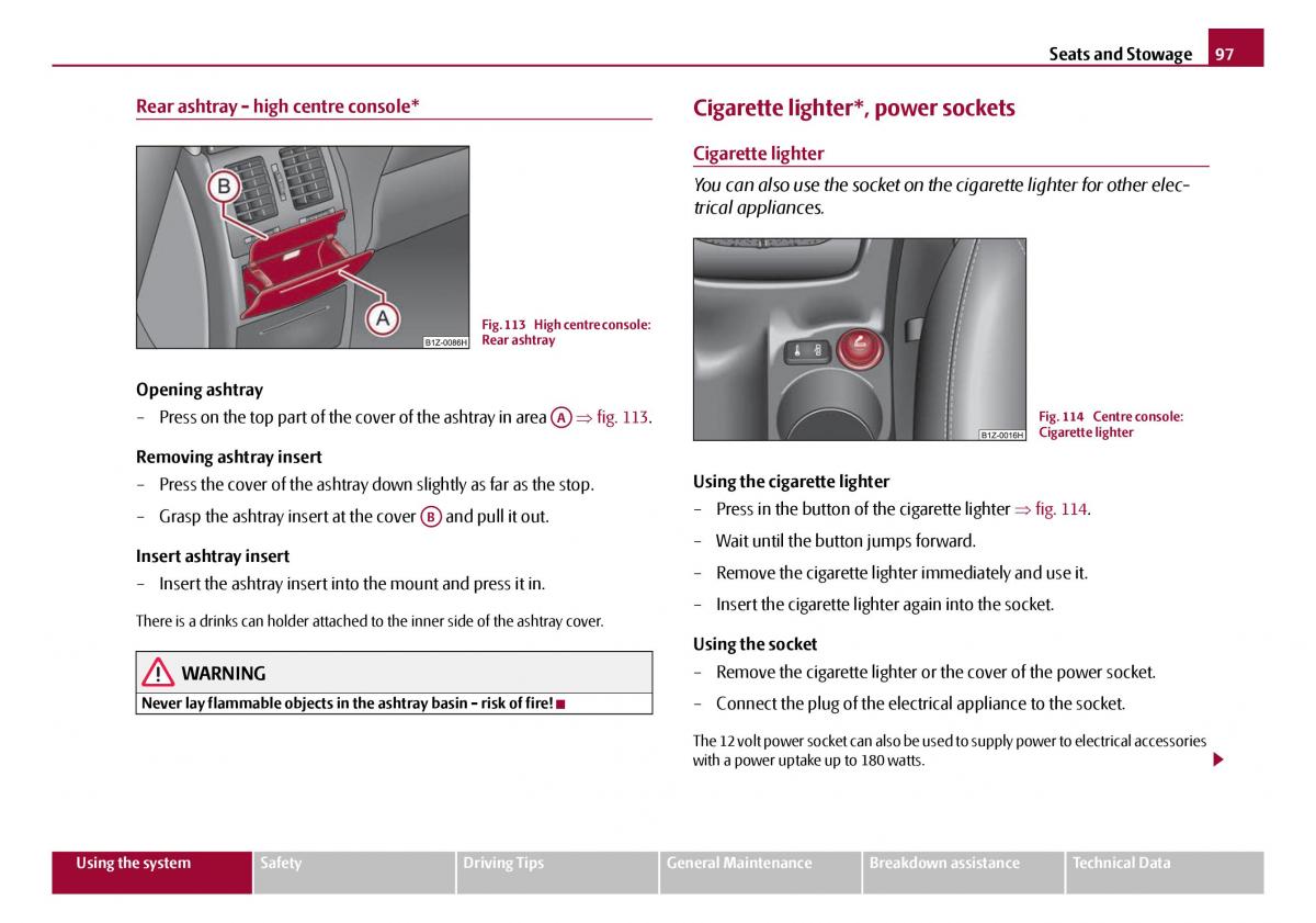 Skoda Octavia I 1 owners manual / page 98