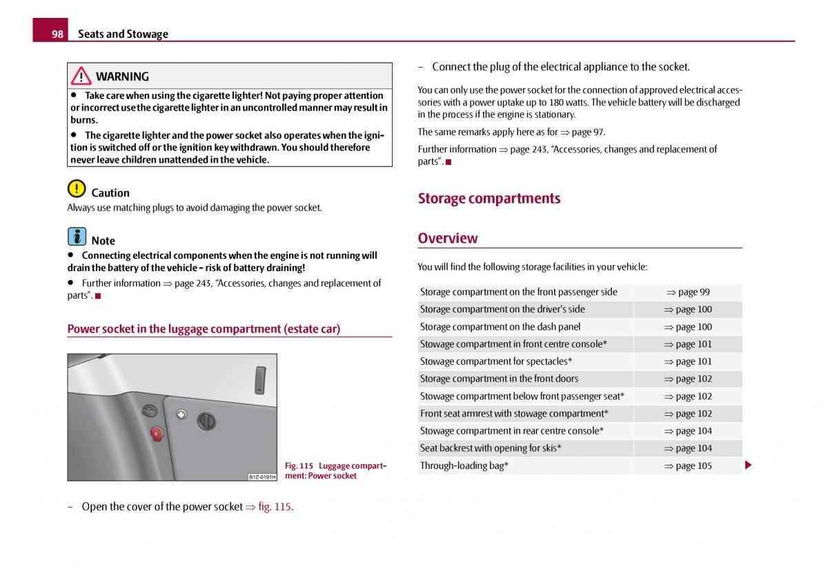 Skoda Octavia I 1 owners manual / page 99