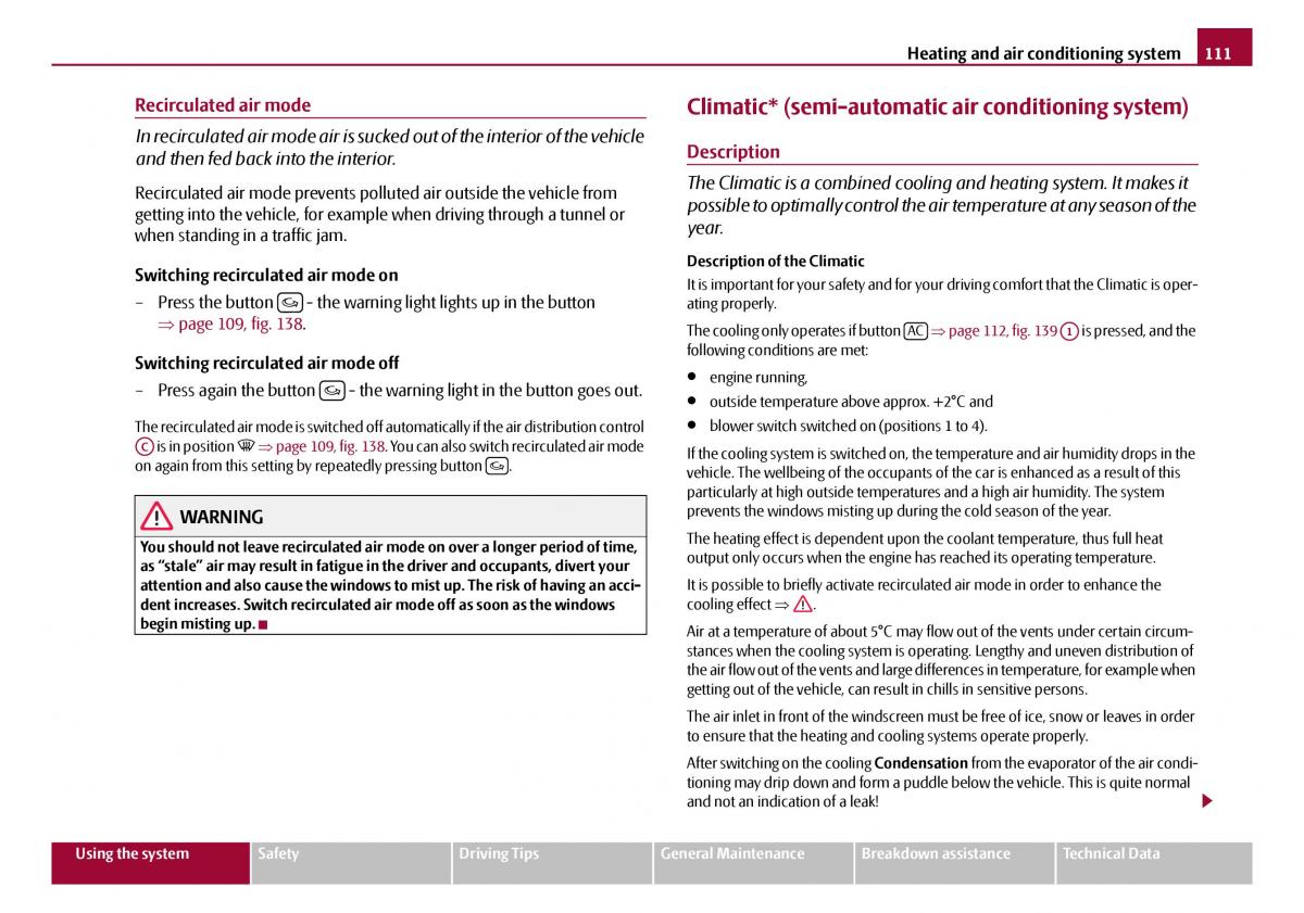 Skoda Octavia I 1 owners manual / page 112