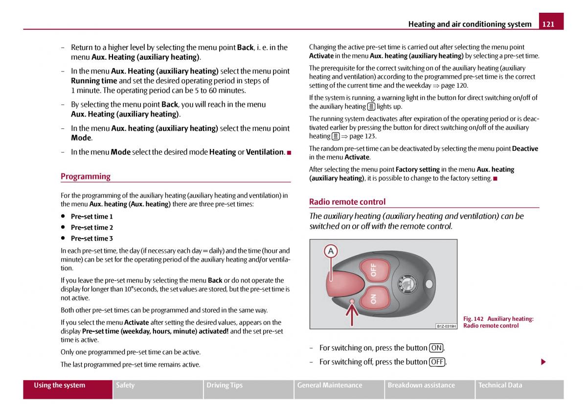 Skoda Octavia I 1 owners manual / page 122