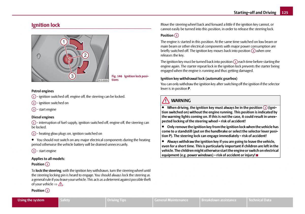 Skoda Octavia I 1 owners manual / page 126