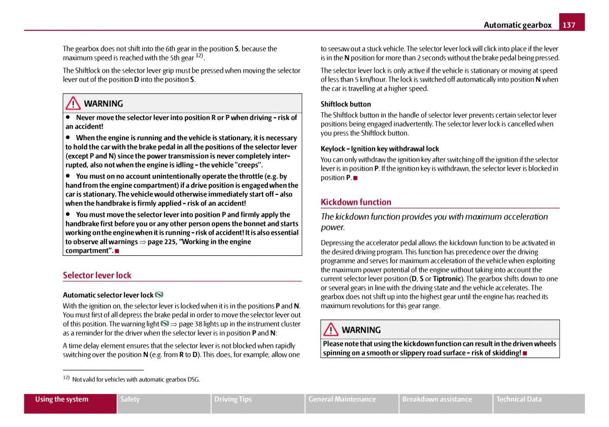 Skoda Octavia I 1 owners manual / page 138