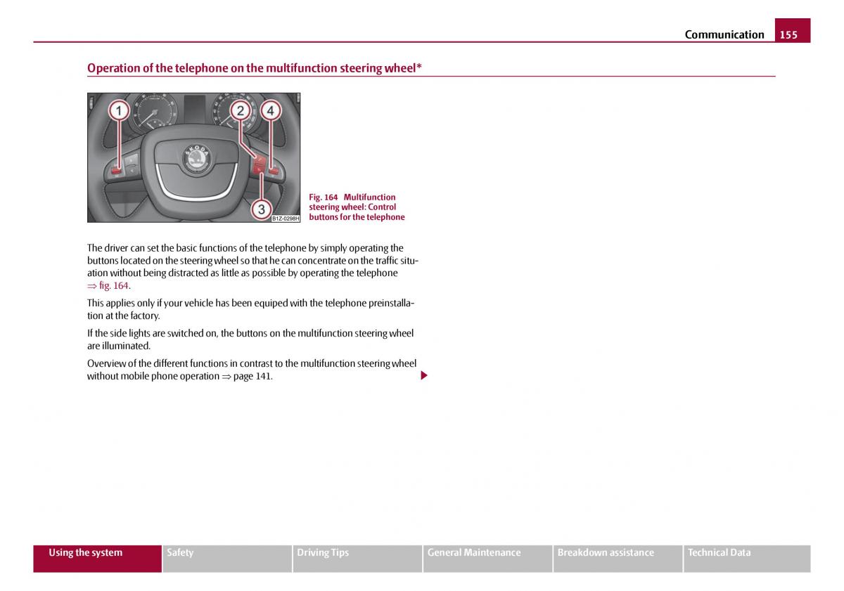 Skoda Octavia I 1 owners manual / page 156