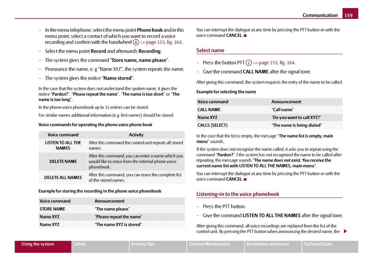 Skoda Octavia I 1 owners manual / page 160