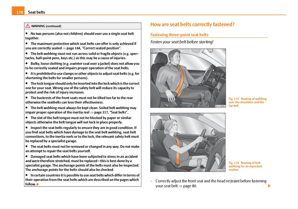 Skoda Octavia I 1 owners manual / page 171