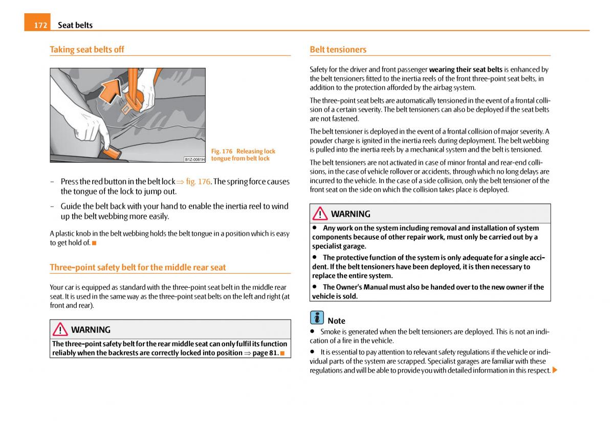 Skoda Octavia I 1 owners manual / page 173