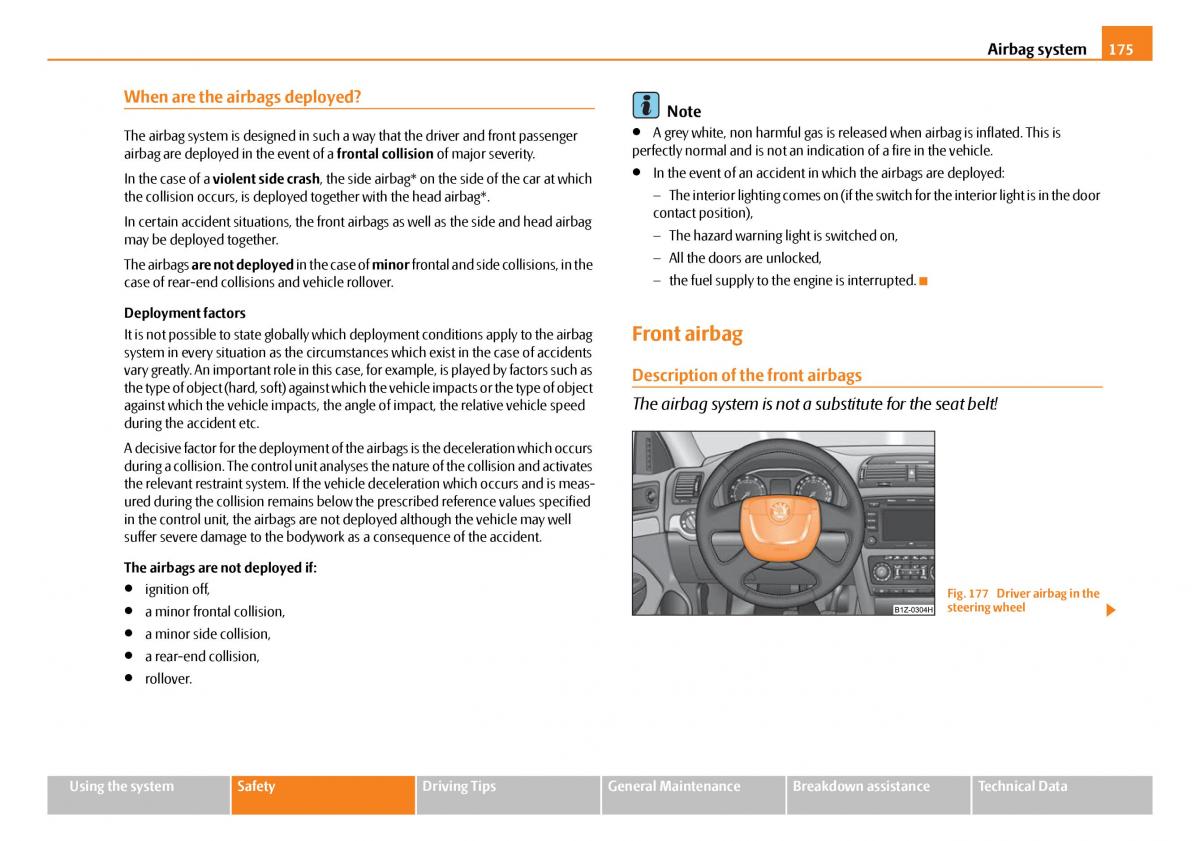 Skoda Octavia I 1 owners manual / page 176