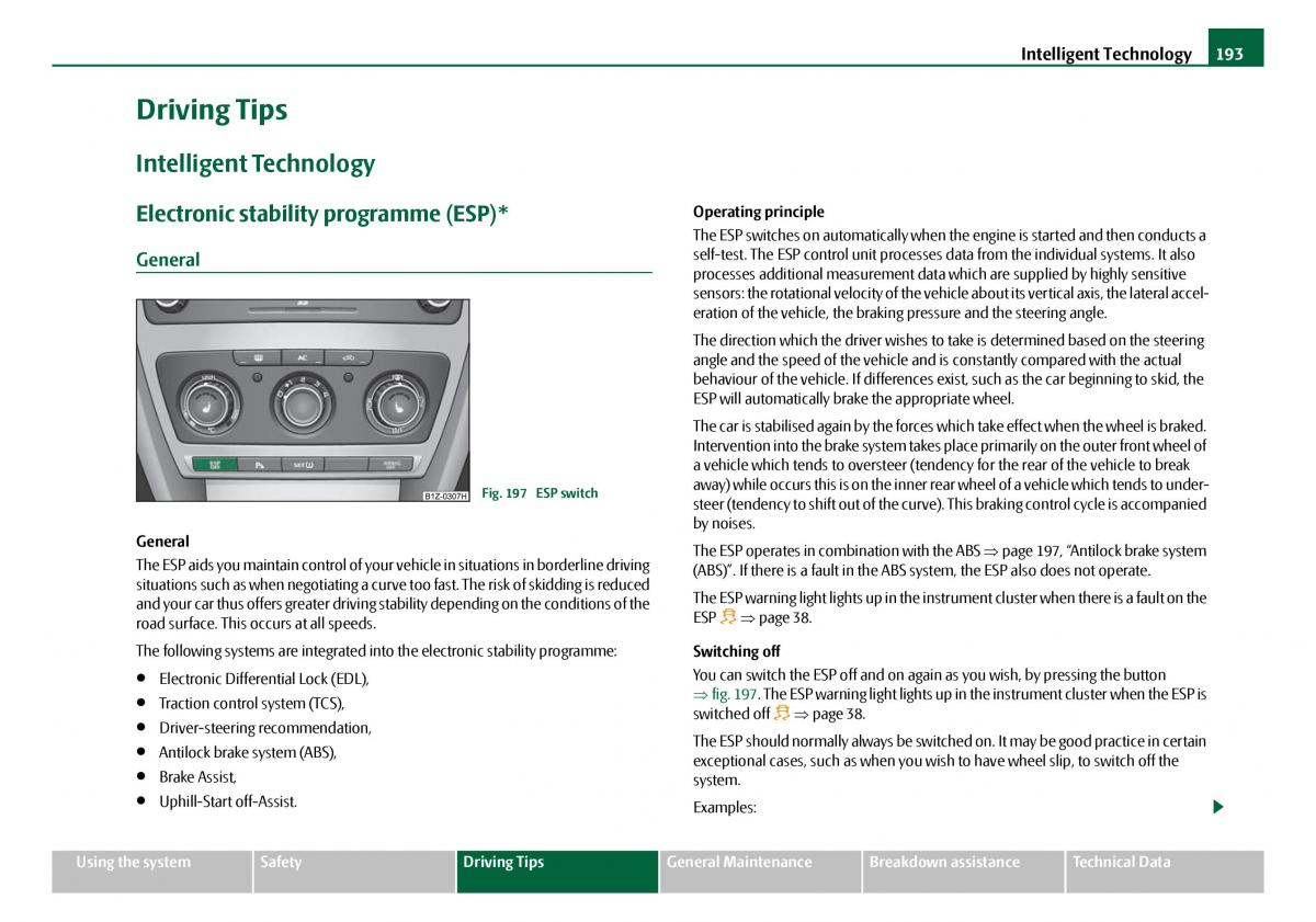 Skoda Octavia I 1 owners manual / page 194