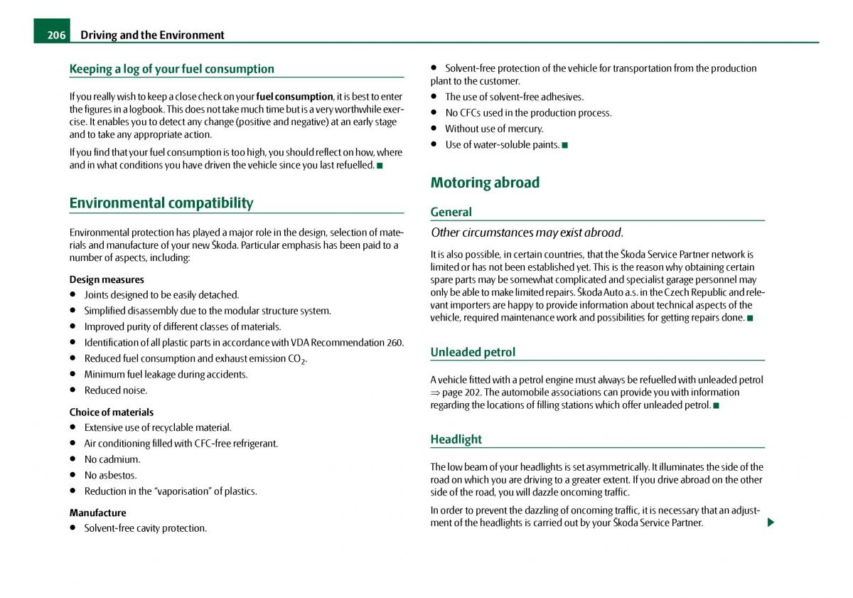 Skoda Octavia I 1 owners manual / page 207