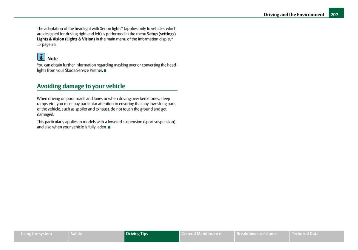 Skoda Octavia I 1 owners manual / page 208