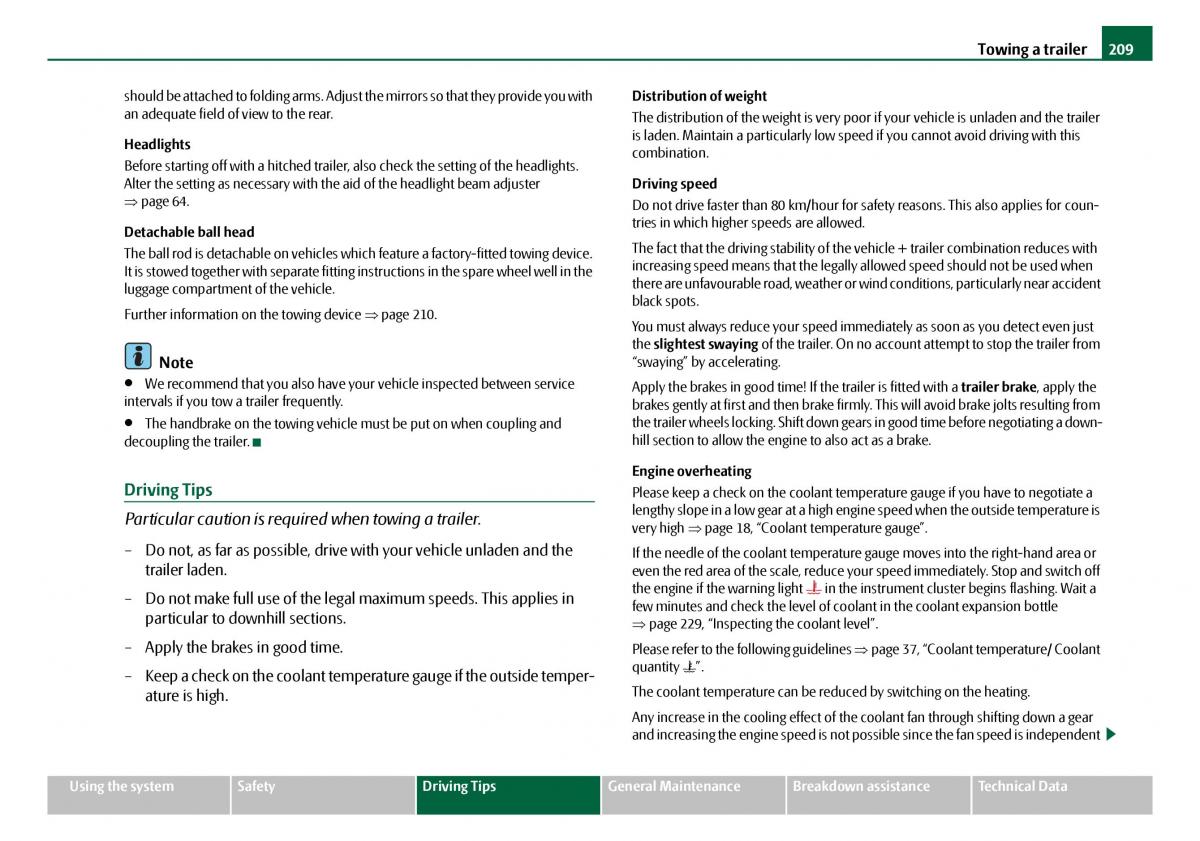 Skoda Octavia I 1 owners manual / page 210